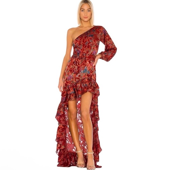 Alexis Dresses & Skirts - NEW Alexis Marseille One Shoulder High Low Red Floral Asymmetrical Dress Size XL